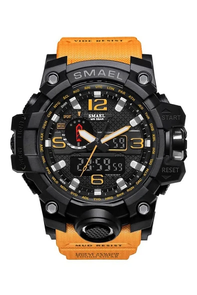 Erkek Kol Saati Analog Dijital Spor Siyah Moda Trend Saat Turuncu 1545 ürün görseli 1