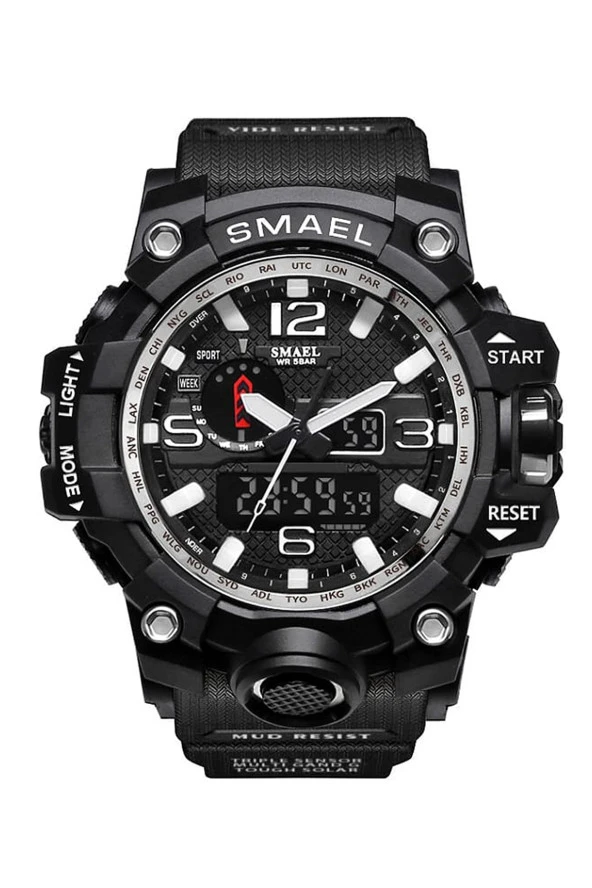 Erkek Kol Saati Analog Dijital Spor Siyah Moda Trend 1545 ürün görseli 1