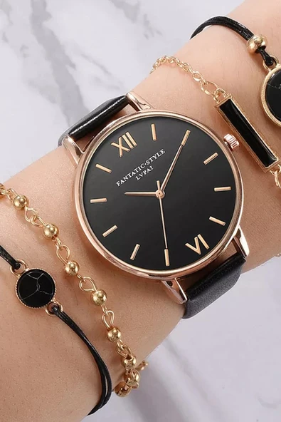 Fantatic-style Kadın Kol Saati Lüks Moda Şık Trend Set Kol Saati Siyah Renk ürün görseli 1