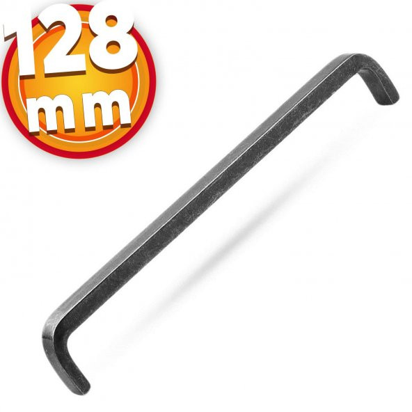 Çekmece Dolap Kapak Kulpu Kulbu 128 mm Antik Gümüş Metal Kulp ürün görseli 1