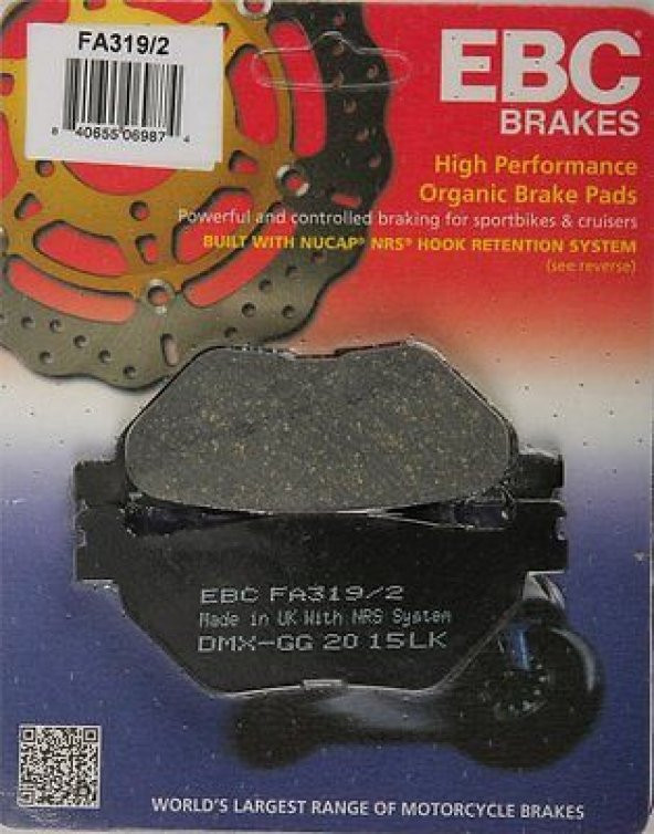 Yamaha Fjr 1300 Arka Fren Balatası Ebc Fa319-2 Balata ürün görseli 1