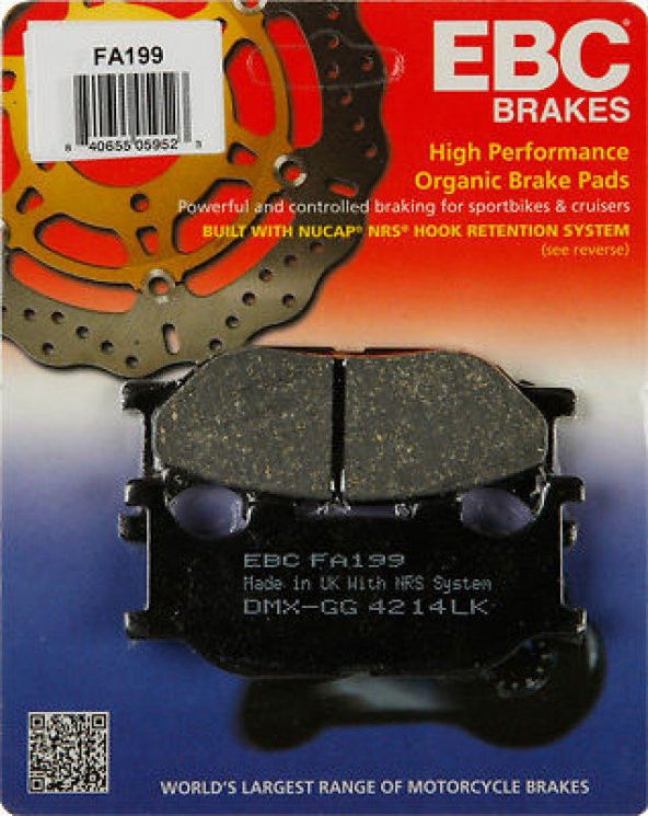 1995-2000 Yamaha Virago Xv 250 Ön Fren Balatası Ebc Fa199 ürün görseli 1