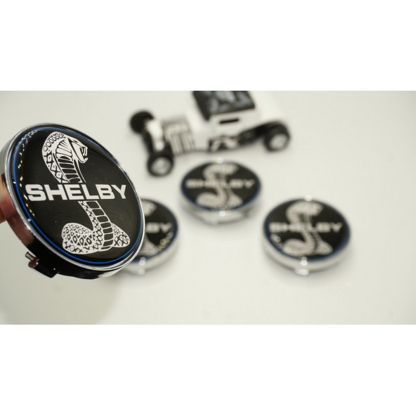 Ford Mustang Shelby Kobra Logo Jant Göbeği Kapak Seti 60mm ürün görseli 1