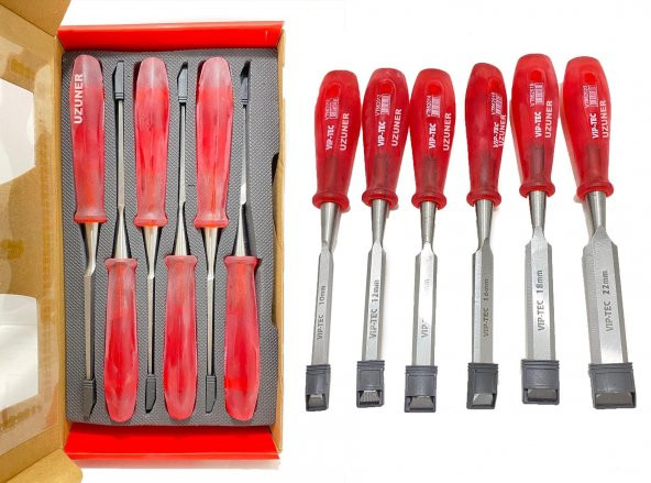 Vip-Tec İskarpela Düz Uçlu Ahşap Oyma Yontma Seti Takımı 6 Parça VT862000 ürün görseli 1