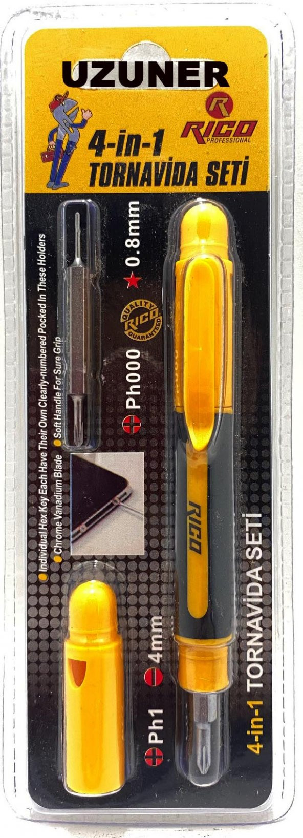 Rico 4 in 1 Telefoncu Kalem Tornavida Seti Takımı Rc0040 ürün görseli 1