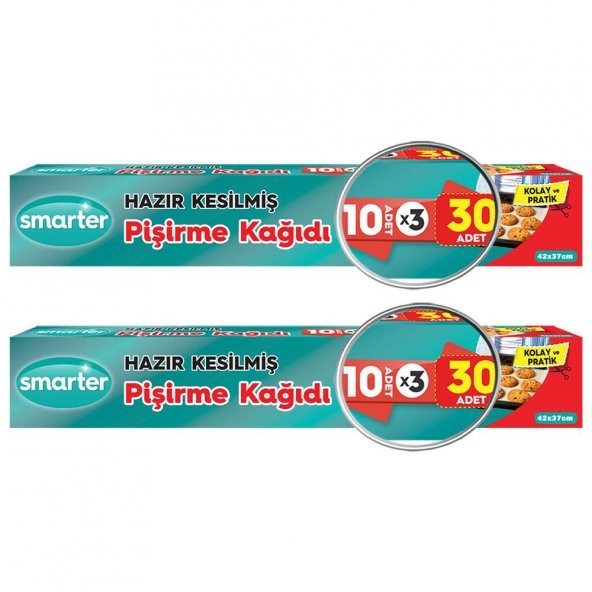 SMARTER 2 PAKET ( 30 ADET X 2 ) YAĞLI PİŞİRME KAĞIDI HAZIR KESİLMİŞ ürün görseli 1