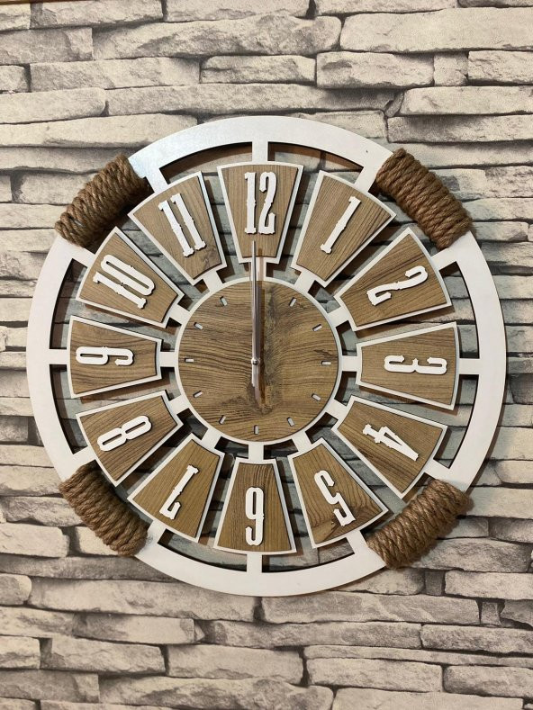 Lavintadesign Dekoratif Ahşap Halatlı Duvar Saati 40 cm ürün görseli 1