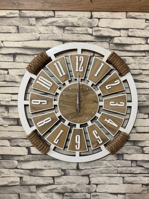 Lavintadesign Dekoratif Ahşap Halatlı Duvar Saati 40 cm - Resim 2