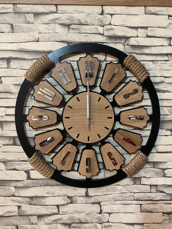 Lavintadesign Dekoratif Ahşap Halatlı Duvar Saati 40 cm - Resim 4