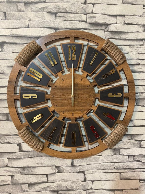 Lavintadesign Dekoratif Ahşap Halatlı Duvar Saati 40 cm ürün görseli 1