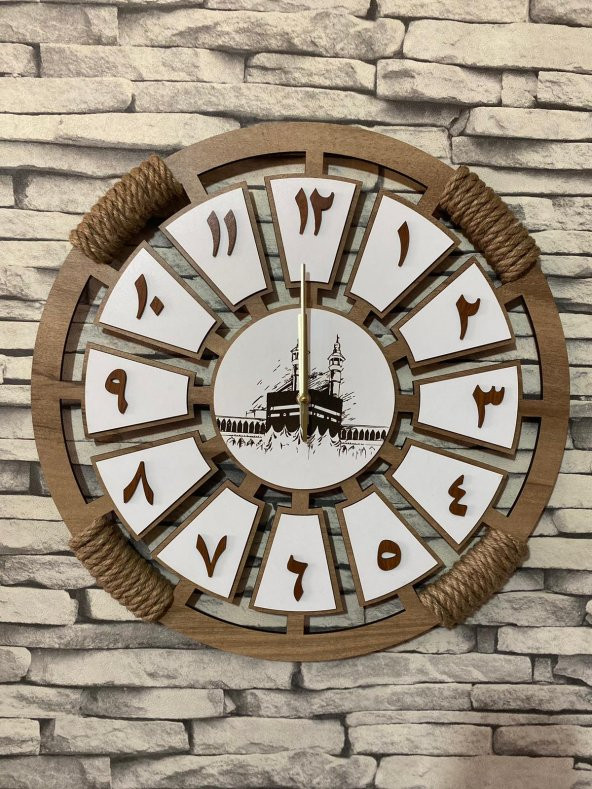 Lavintadesign Ahşap Duvar Saati İsme Özel Arapça Rakamlı 40 cm ürün görseli 1