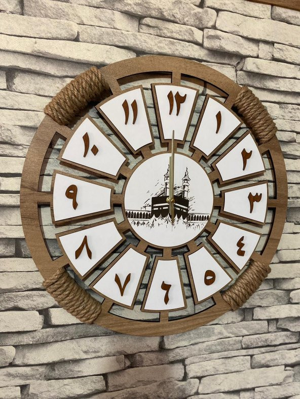 Lavintadesign Arapça Rakamlı Dekoratif Ahşap Duvar Saati 50 cm ürün görseli 1