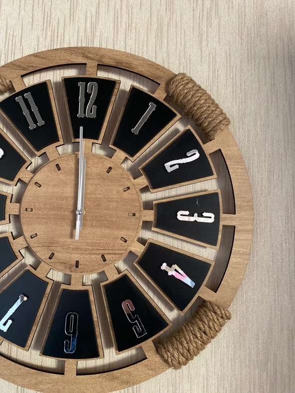 Lavintadesign Dekoratif Ahşap Halatlı Duvar Saati 40 cm - Resim 3