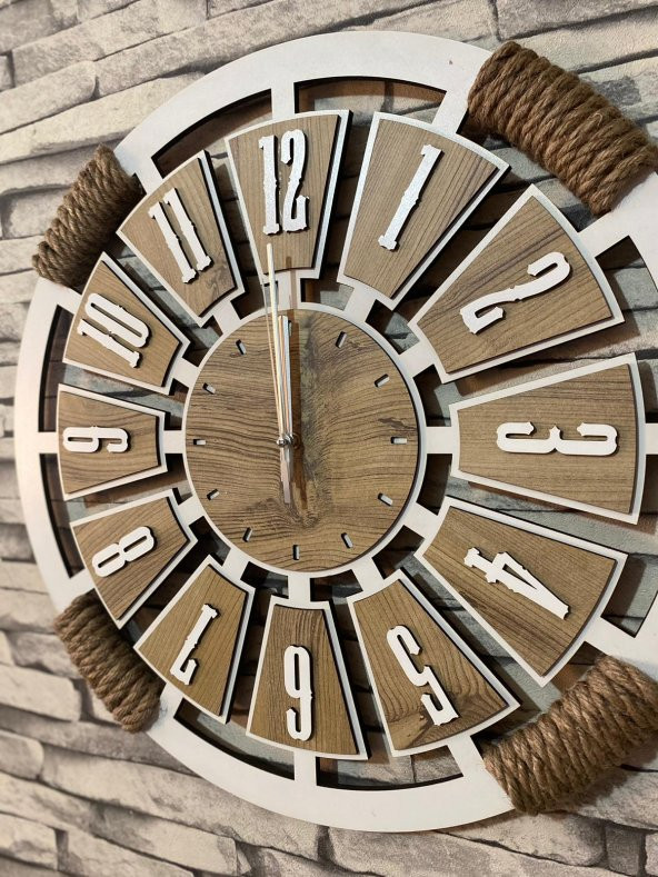 Lavintadesign Dekoratif Ahşap Halatlı Duvar Saati 40 cm - Resim 3