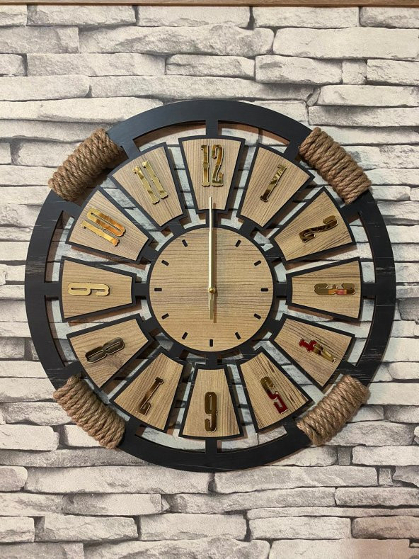 Lavintadesign Dekoratif Ahşap Halatlı Duvar Saati 40 cm - Resim 2