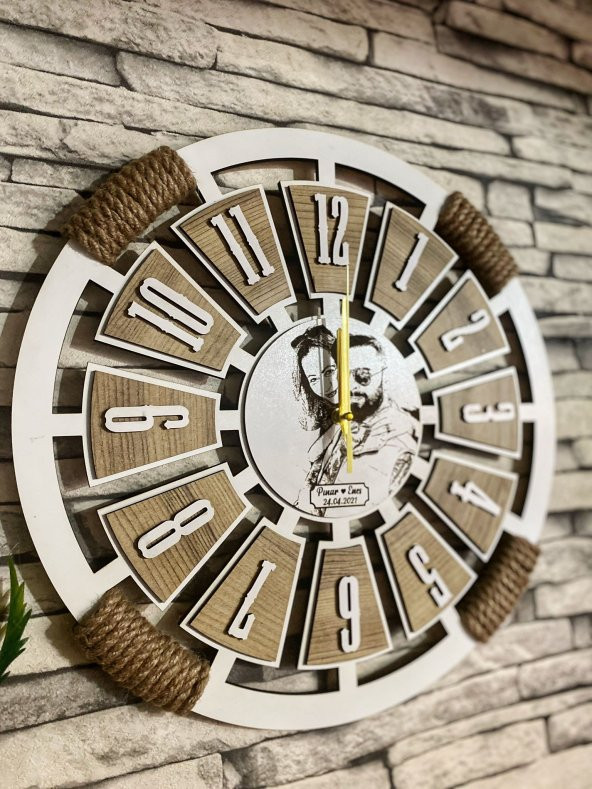 Adapromosyon Dekoratif Ahşap Duvar Saati 40 cm - Resim 3