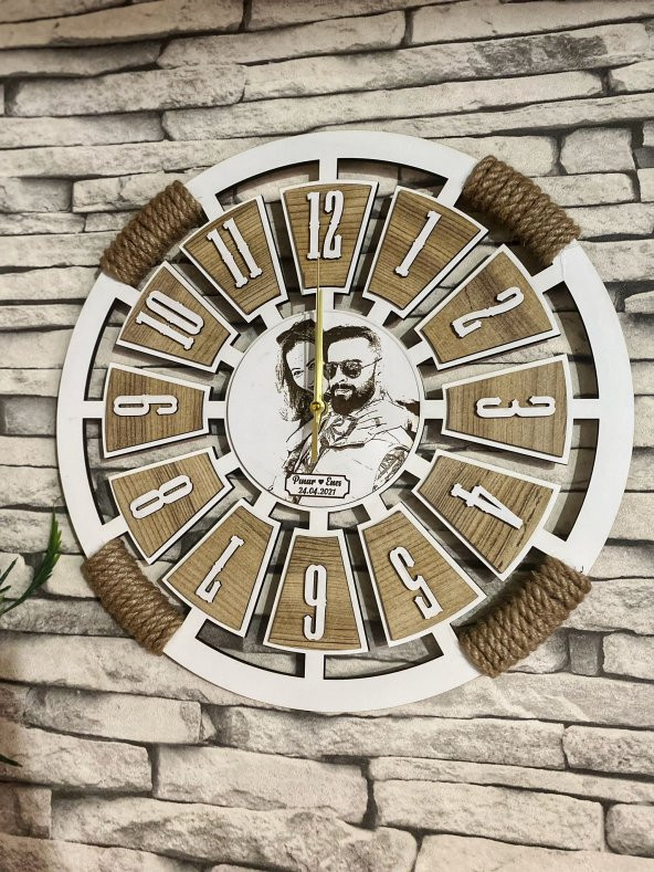 Adapromosyon Dekoratif Ahşap Duvar Saati 40 cm - Resim 4
