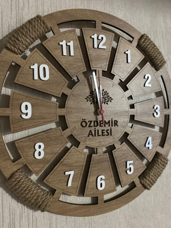 Adapromosyon İsme Özel Dekoratif Ahşap Halatlı Duvar Saati - Resim 2
