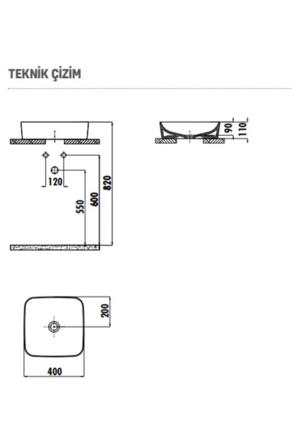 CREAVİT UL040 Tezgah Üstü 40 cm Cappicino Ultra Çanak Lavabo ürün görseli 1