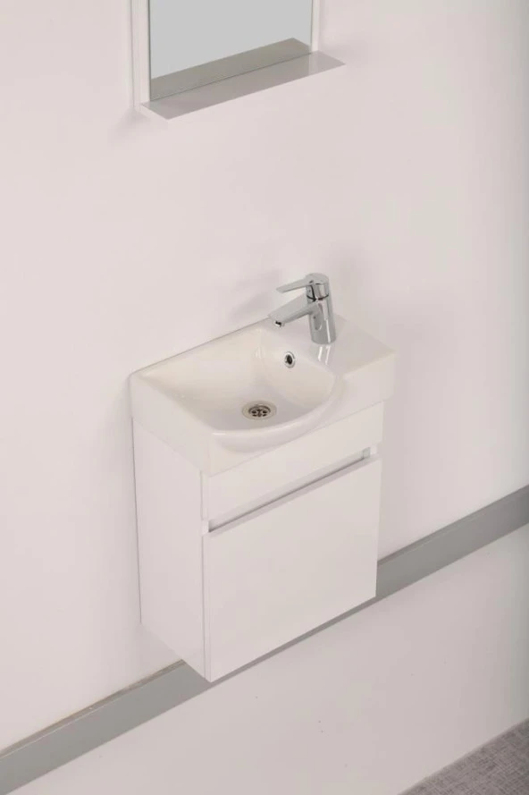 LATTİNA Banyo Dolabı Beyaz MDF Mini 45 cm - Resim 2