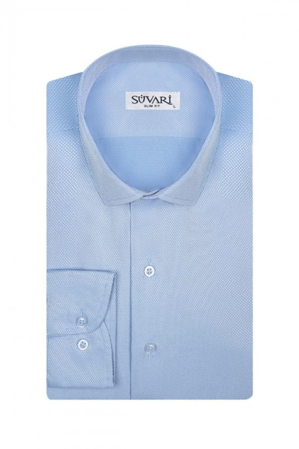 Slim Fit Armür Desenli Siyah Erkek Gömlek ürün görseli 1