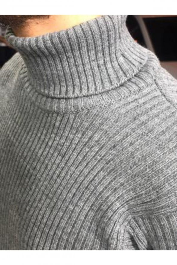 Boğazlı Slim Fit Triko Kazak - Resim 2