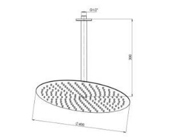 GPD Ankastre Duş Başlığı Oval Slim Metal Ø40 cm Siyah ADS24-S ürün görseli 1