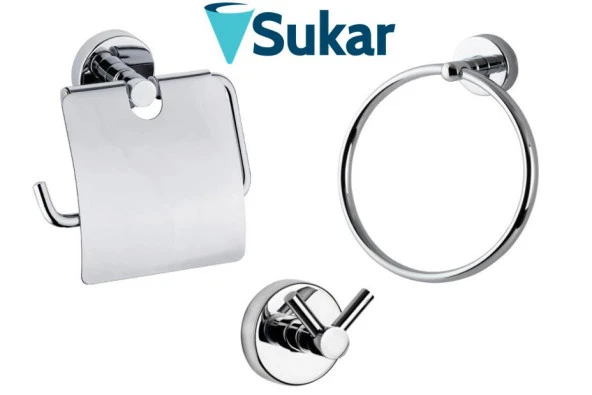 Sukar Banyo Aksesuar Seti Krom Kağıtlık - Askılık - Havluluk ürün görseli 1