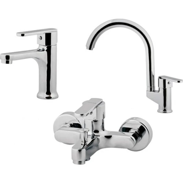 Creavit Vega Lavabo + Banyo + Eviye Batarya Seti VG1840+VG2840+VG8640 ürün görseli 1