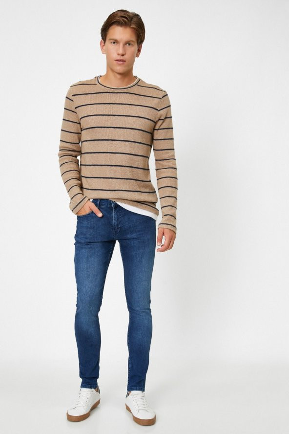 Erkek Mavi Super Skinny Cepli Pantolon ürün görseli 1