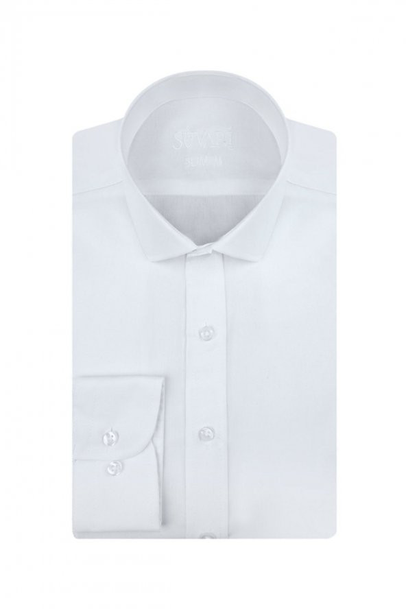 Slim Fit Beyaz Erkek Gömlek ürün görseli 1