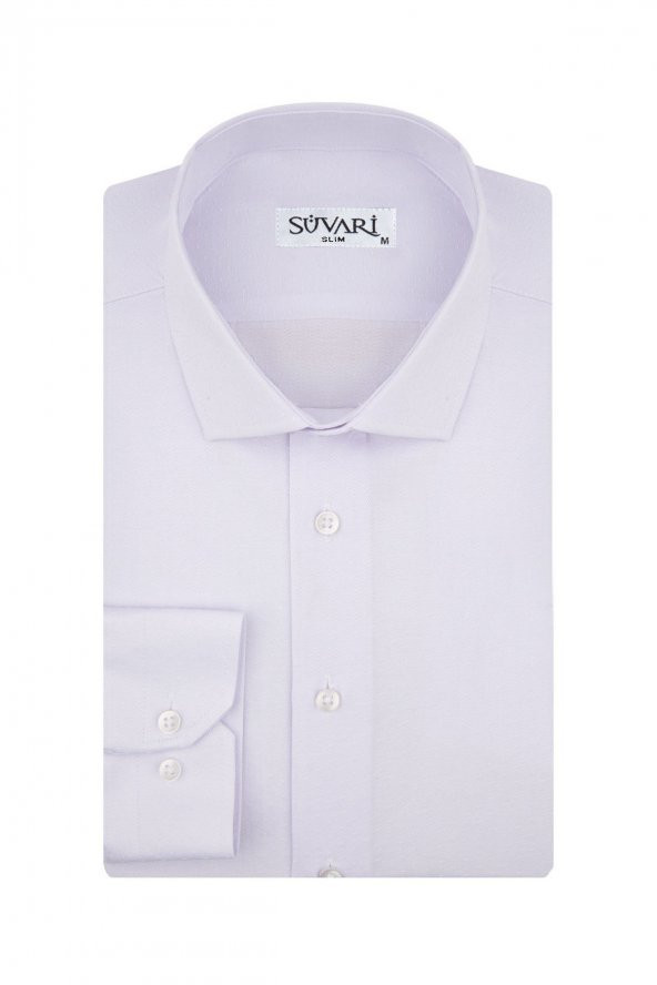 Slim Fit Armür Desenli Mavi Erkek Gömlek ürün görseli 1