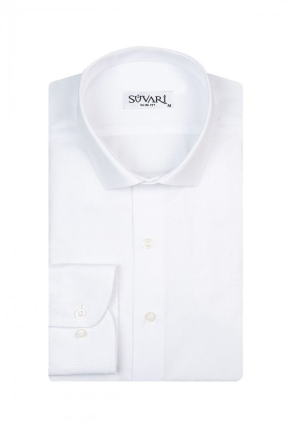 Slim Fit Beyaz Erkek Gömlek ürün görseli 1