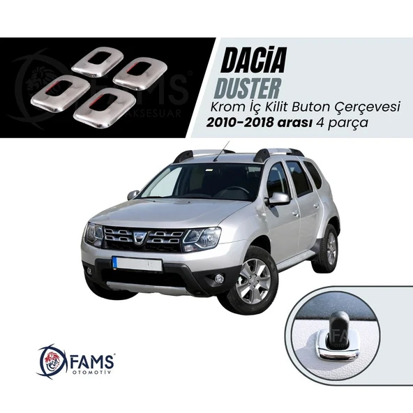 FAMS OTO AKSESUAR Dacia Duster Krom İç Kilit Buton Çerçeve 4 kapı 2010-2018 Arası Paslanmaz Çelik ürün görseli 1
