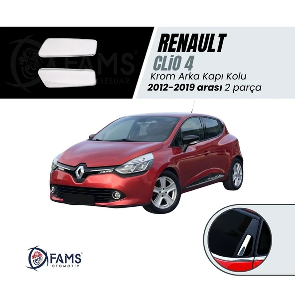FAMS OTO AKSESUAR Renault Clio 4 Krom Arka Kapı Kolu 2 prç. 2012 ve üzeri PASLANMAZ ÇELİK ürün görseli 1