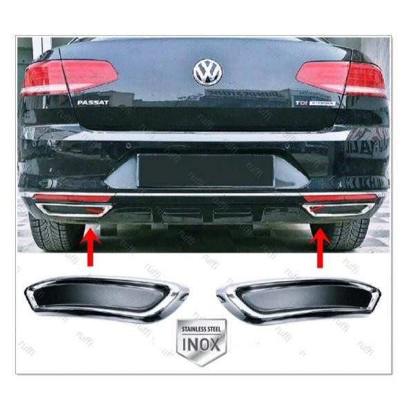 FAMS OTO AKSESUAR VW Passat B8 Krom Egzoz Görünümlü Difüzör 2015-2019 P.Çelik ürün görseli 1