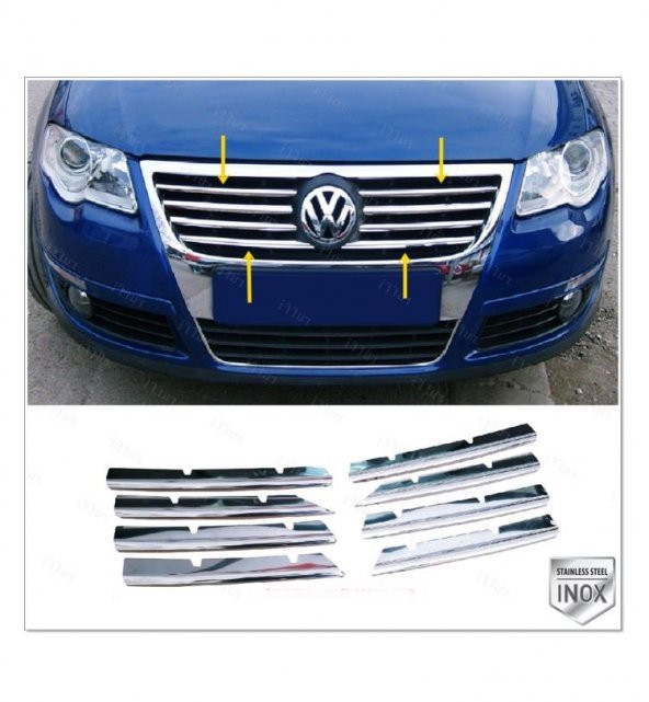 FAMS OTO AKSESUAR VW Passat B6 Krom Ön Panjur 8 prç. 2005-2010 arası P. Çelik ürün görseli 1