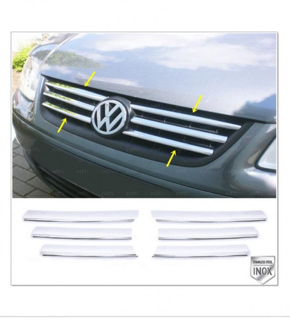 FAMS OTO AKSESUAR VW Caddy LIFE Krom Ön Panjur 6 prç. 2007-2010 Arası P.Çelik ürün görseli 1