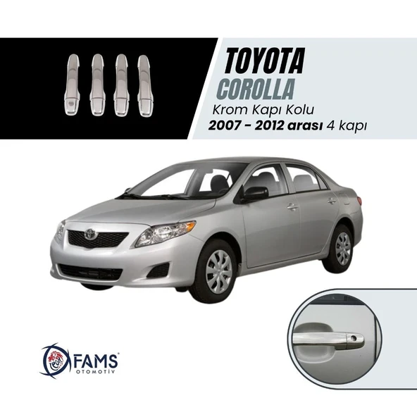 FAMS OTO AKSESUAR Toyota Corolla Krom Kapı Kolu 4 Kapı 2007-2012 P.Çelik ürün görseli 1
