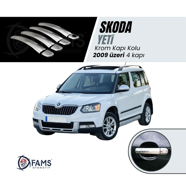 FAMS OTO AKSESUAR Skoda Yeti Krom Kapı Kolu 4 kapı 2009 Üzeri P. Çelik ürün görseli 1