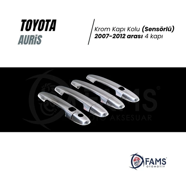 FAMS OTO AKSESUAR Toyota Auris Krom Kapı Kolu 4 Kapı 2007-2012 P. Çelik (SENSÖRLÜ) ürün görseli 1