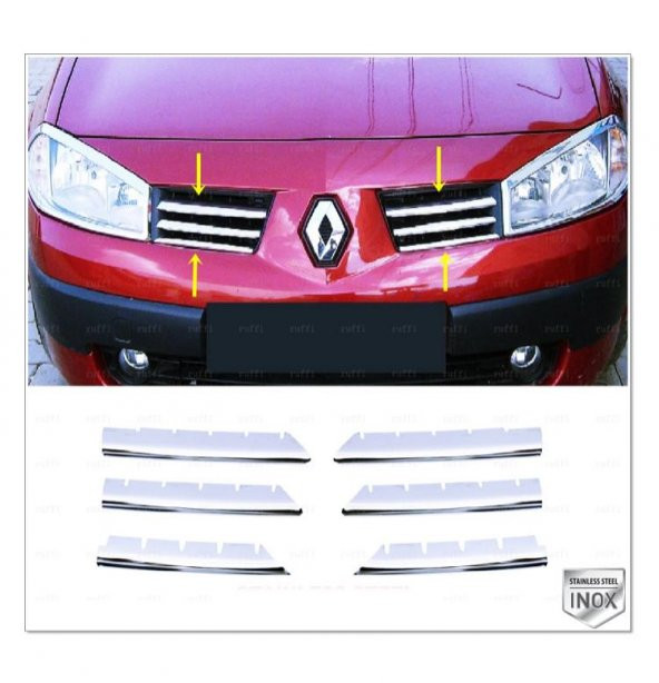 FAMS OTO AKSESUAR Renault Megane 2 Krom Ön Panjur 6 prç. 2002-2006 Arası P. Çelik ürün görseli 1