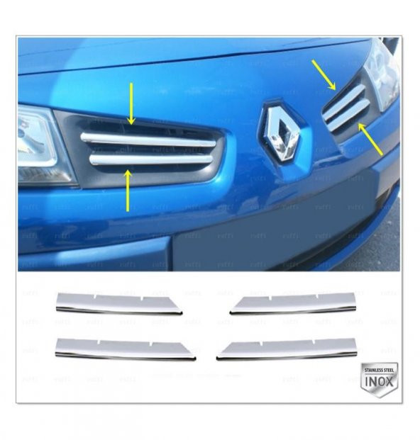 FAMS OTO AKSESUAR Renault Megane 2 Krom Ön Panjur 4 Prç.  2006-2009 P.ÇELİK ürün görseli 1