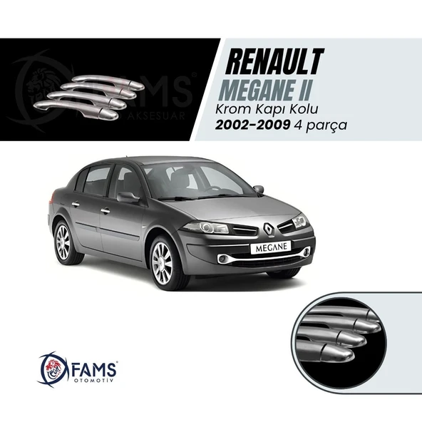 FAMS OTO AKSESUAR Renault Megane 2 Krom Kapı Kolu 4 Kapı 2002-2009 P. Çelik ürün görseli 1