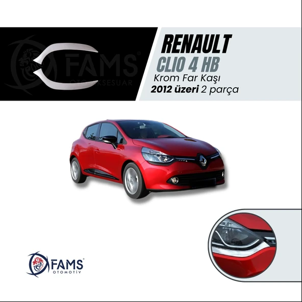 FAMS OTO AKSESUAR Renault Clio 4 Hb Uyumlu Krom Far Kaşı 2 Prç, 2012-2019 P,çelik ürün görseli 1