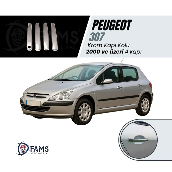 FAMS OTO AKSESUAR Peugeot 307 Krom Kapı Kolu 4 Kapı 2000  Üzeri P. Çelik ürün görseli 1