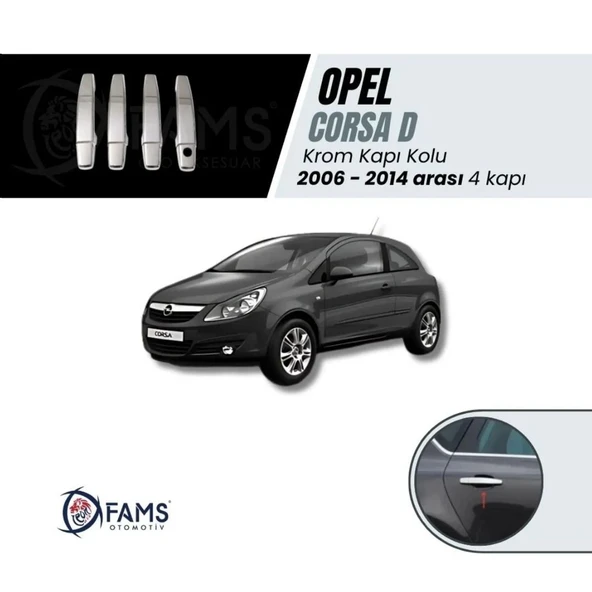 FAMS OTO AKSESUAR Opel Corsa D Krom Kapı Kolu 4 Kapı 2006-2014 P, Çelik ürün görseli 1