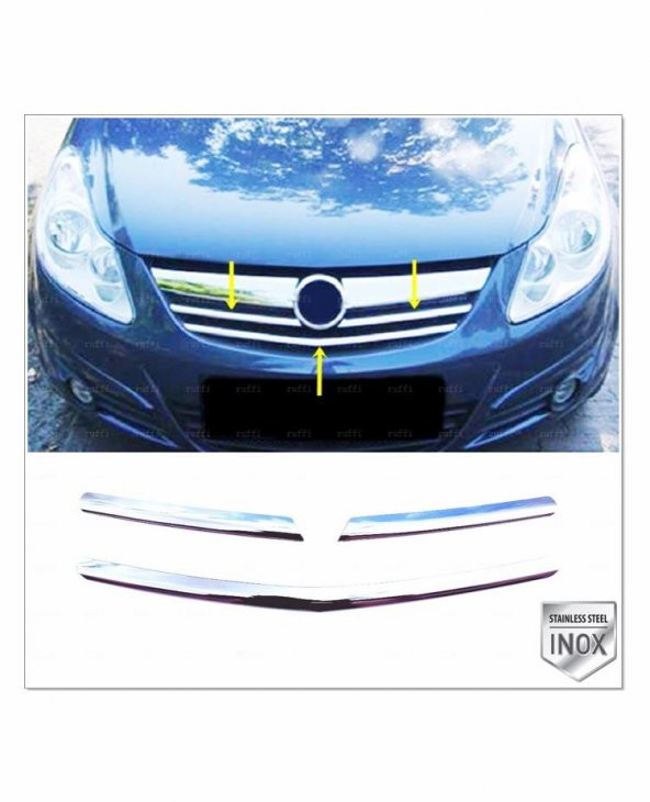 FAMS OTO AKSESUAR Opel Corsa D Krom Ön Panjur 3 prç. 2006-2014 Arası P. Çelik ürün görseli 1