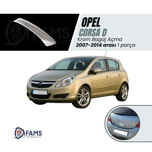 FAMS OTO AKSESUAR Opel Corsa D Krom Bagaj Açma 2007-2014 Arası Paslanmaz Çelik ürün görseli 1