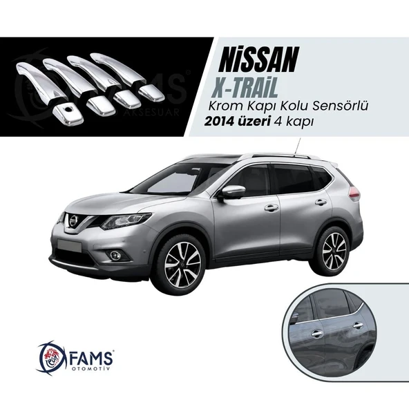 FAMS OTO AKSESUAR Nissan X-Trail Krom Kapı Kolu 4 Kapı 2014 Üzeri P. Çelik SENSÖRLÜ ürün görseli 1